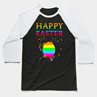 Rainbow Easter Egg with Spring Flower Fireworks Baseball T-Shirt